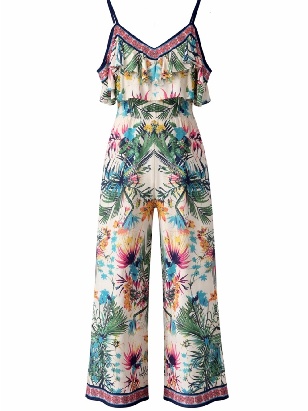 Flying Tomato Tropical Off-the- Shoulder Jumpsuit Resort Vacation Size S